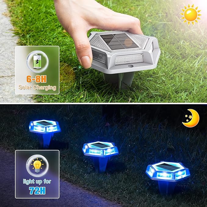VOLISUN Solar Driveway Lights Dock Outdoor Waterproof Marker Lights,16 Pack Solar Deck Lights 2 Colors in 1 Led | Lumora