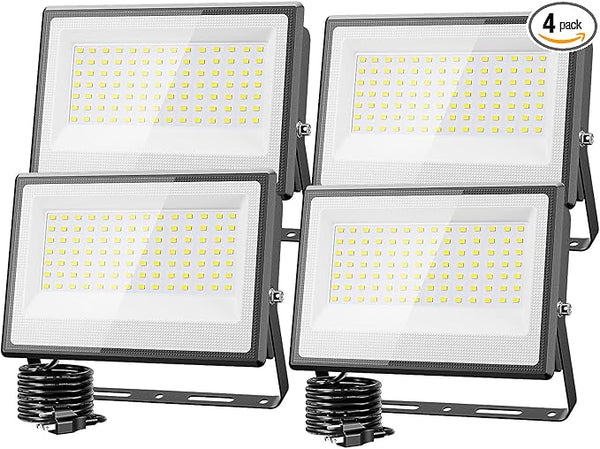 Olafus 130W Flood Lights Outdoor, 13000lm LED Work Light Plug in, 6500K Daylight White Led Flood Light Outdoor | Lumora