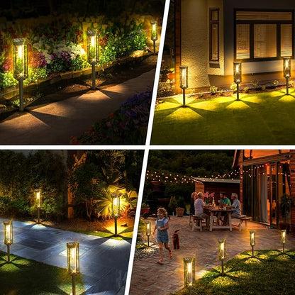 Retro Solar Pathway Lights Outdoor 8 Pack + Modern Solar Path Lights 4 Pack