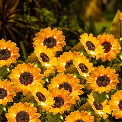 6 Packs Solar Sunflowers Outdoor Waterproof with 18 Flowers, Auto ON/Off Solar Garden Lights Outdoor Waterproof, 3 Packs Walkway Lights Gift for Grandma/Mom/Colleagues