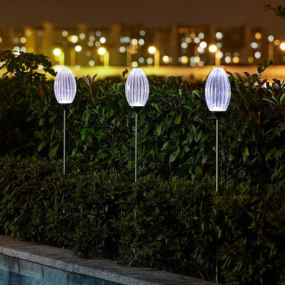 Glitzhome 3 Pieces Solar Stake Lights Outdoor, 36" H LED Solar Landscape Decorative Lights, Flower Stake Light for Garden, Backyard, Lawn, Pathway, Cemetery