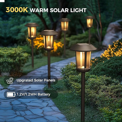 Solar Yard 5-Pack Solar Pathway Lights Outdoor, Solar Powered Garden Lights Waterproof, Auto On/Off Powered Landscape Lighting for Pathway, Porch, Walkway, Driveway