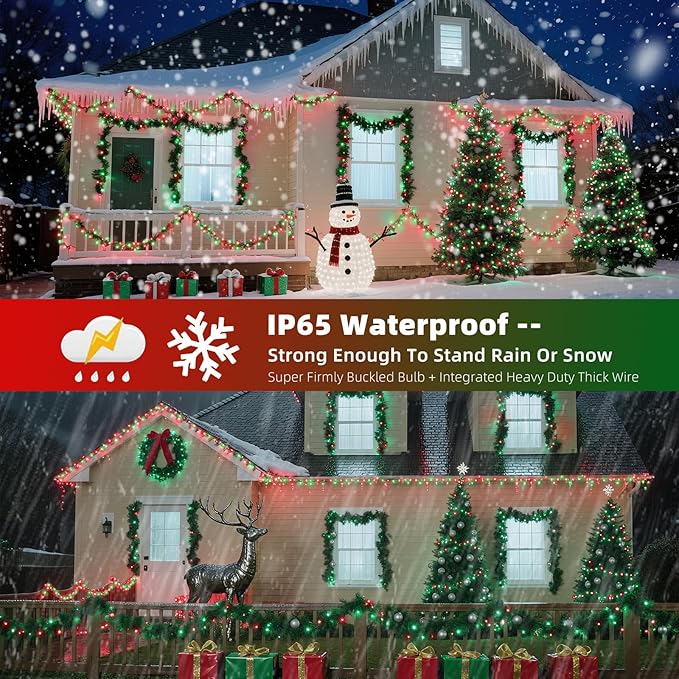 XTF2015 Christmas String Lights, 105ft 300 LED Christmas Lights 8 Modes Memory Function & Timer- UL Certified | Lumora