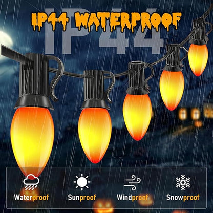 Abeja Halloween C7 Orange String Lights 25Ft Outdoor Orange String Lights with 27 Orange Bulbs (2 Spare), Orange Halloween Lights Great for Home Yard Camper Party Lights