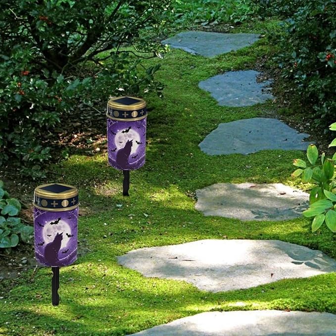 Black Cat Bat Solar Garden Lights Outdoor Waterproof Decorative Solar Lights Outdoor Solar Lights for Garden Yard Patio Lawn Outdoor Decor