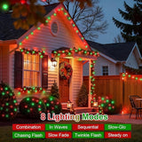QITONG 2 Pack Red and Green Solar Christmas Lights, Each 66ft 200 LED Solar String Lights Outdoor Waterproof, 8 | Lumora