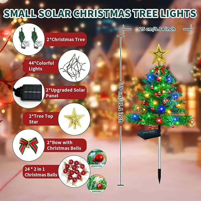 Upgraded Solar Outdoor Christmas Tree Lights Multicolor, 800mA Solar Powered Outdoor Lighted Xmas Tree Waterproof | Lumora