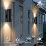 mirrea 18" Modern Outdoor Porch Light Patio Light in 2 Lights with Aluminum Cylinder and Tempered Glass Cover | Lumora