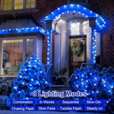 QITONG 2 Pack Blue and White Solar Christmas Lights, Each 66ft 200 LED Solar String Lights Outdoor Waterproof, 8 | Lumora