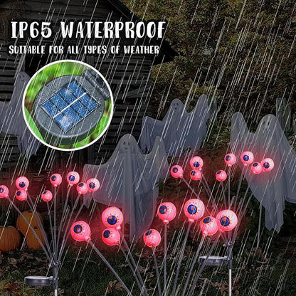 Upgraded Halloween Red Eyeball Lights 2 Packs 16 LED, Solar Garden Lights Outdoor Waterproof, Halloween Decorations Outdoor Lights for Yard Garden Lawn Path