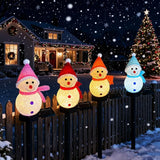 Solar Christmas Snowman Pathway Lights Outdoor Decor, 4pcs Waterproof Snowman Stake Landscape Lights, Solar Powered | Lumora
