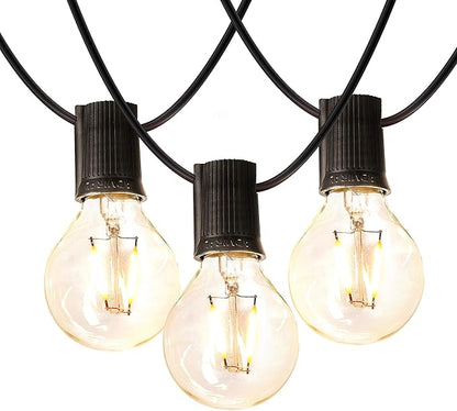 Brightech Ambience Pro LED String Lights with One Extra 15 Pack Replacement LED Light Bulbs - 26 Ft Commercial Grade Patio Lights Outdoor Waterproof - Globe Porch String Lights for Outside, Backyard