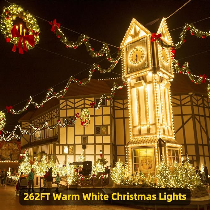 XTF2015 262FT 800 LED Christmas String Lights, Christmas Lights Plug 8 Modes Memory Function with Timer, UL | Lumora