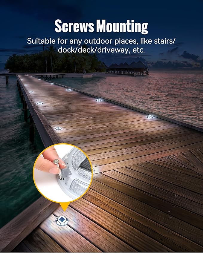 Solar Driveway Lights Dock Lights Waterproof 24 Pack, 2 Colors in 1 Outdoor LED Solar Deck Light, Solar Powered | Lumora