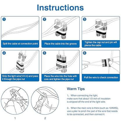 SUNVIE Low Voltage Wire Connector Fastlock2 Landscape Lighting Wire Connectors Waterproof Low Voltage Connector 12-18 Gauge Landscape Wire Connectors for Garden Light Pathway Lights, 8 Pack