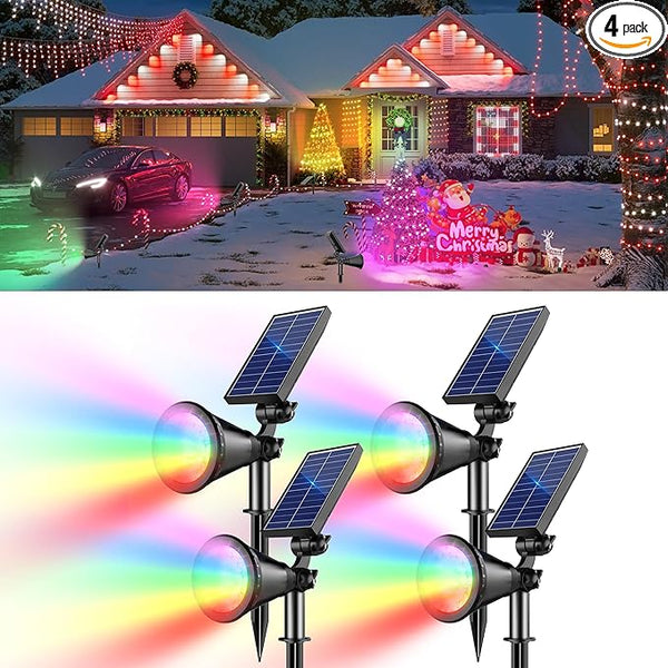 RGB Halloween Solar Lights Outdoor, 2 Modes Solar Spotlights Outdoor Waterproof, Adjustable Solar Color Changing | Lumora