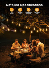 Brightown Outdoor String Lights, 50FT 18+1 LED ST38 LED Patio Lights Shatterproof, Dimmable IP65 Waterproof | Lumora