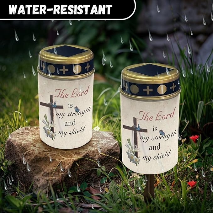 Wooden Cross Solar Walkway Lights Outdoor Waterproof Led Light Solar Grave Lights for Cemetery Flameless Solar | Lumora