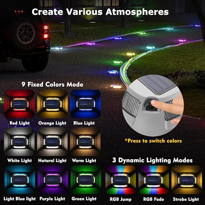4Pack Aluminum Alloy Solar Driveway Lights, IP68 Solar Deck Light Marine Dock Lights Outdoor Waterproof | Lumora