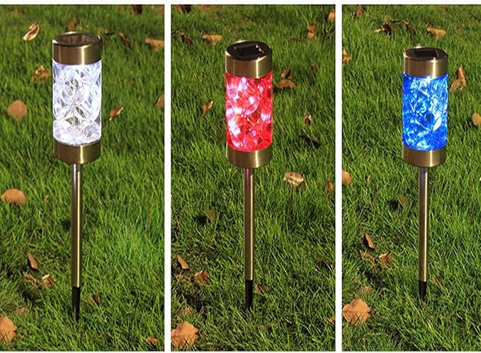 Lxcom Lighting Solar Hollow Flower Pathway Lights Outdoor Solar Lawn Lights Outdoor Solar Garden Lights Decorative Solar Path Lights Waterproof for Lawn Garden Yard Patio, 3 Pack(White)