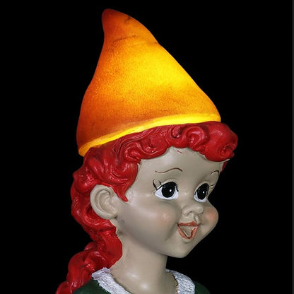 Exhart Garden Gnomes, Girl's Night Wine Drinking Solar Garden Gnome Statue, LED Hats, Outdoor Lawn and Yard Decoration, 5.5 x 10.5 x 9.5 Inch, Multicolor, Resin