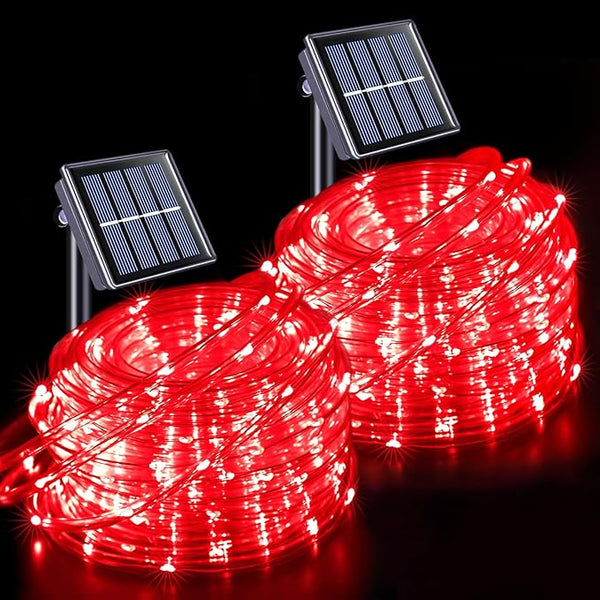 JMEXSUSS 2 * 200 LED Red Solar Rope Lights, 66ft IP 65 Waterproof Solar String Light Outdoor, 8 Modes Christmas | Lumora