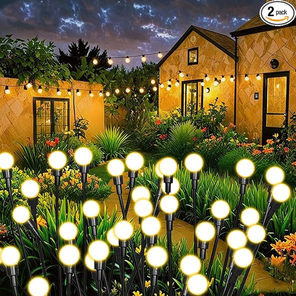 2 Packs Firefly Lights Solar Outdoor, 16 LED Warm Solar Walkway Lights Outdoor, Waterproof Garden Decor with 2 | Lumora