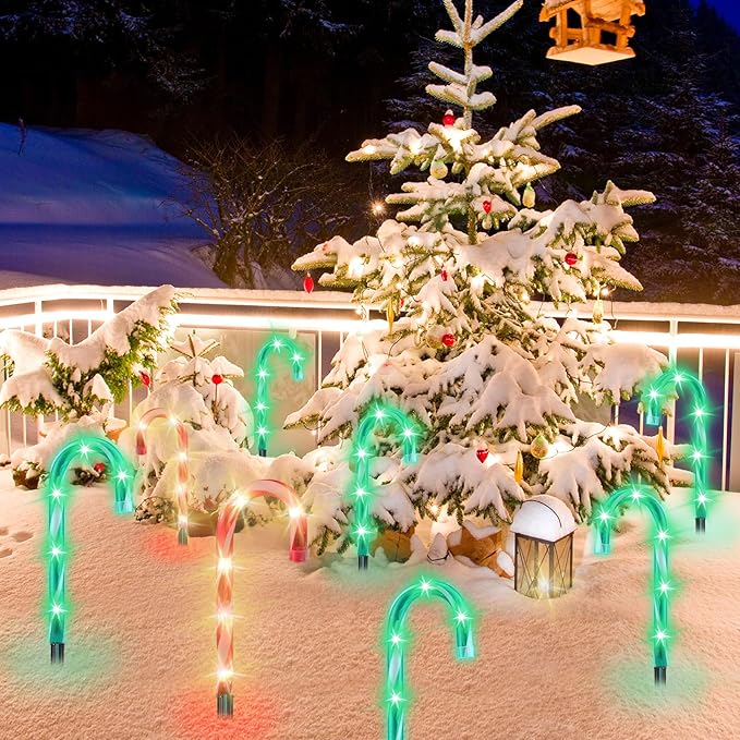 20PCS Replacement Stakes for Christmas Candy Cane Lights Outdoor, Plastic Candy Cane Pathway Markers Lights Spike Replacer, Size 0.68 * 6.05 Inches, Used to Maintain Candy Cane Pathway Lights