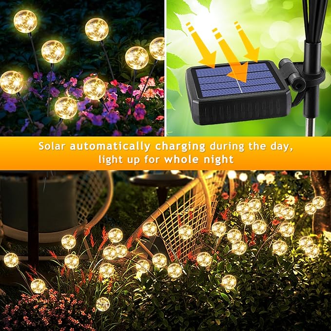 Outdoor Solar Lights for Yard, 4 Packs 16LED, Solar Globe Lights Outdoor, Garden Decor for Outside, Patio Decor for Outside, Unique Gifts for Women, Gifts for Grandma