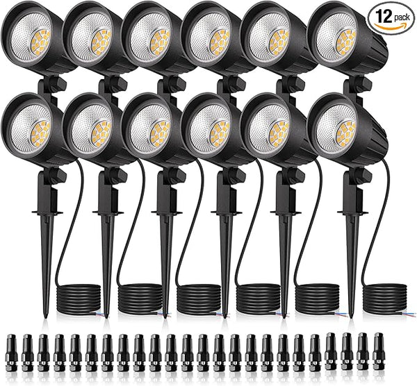 MEIKEE 7W LED Landscape Lights, 12V/24V Low Voltage Landscape Lighting IP66 Outdoor Spotlights Warm White Garden | Lumora
