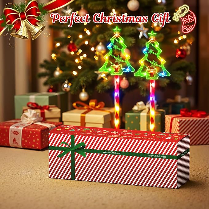 WdtPro Solar Christmas Pathway Lights Outdoor Decorations, 10 Pack Xmas Tree Candy Lights for Yard Walkway Lawn Porch, 10 Modes Led Waterproof Garden Patio Stake Lights Holiday Decor