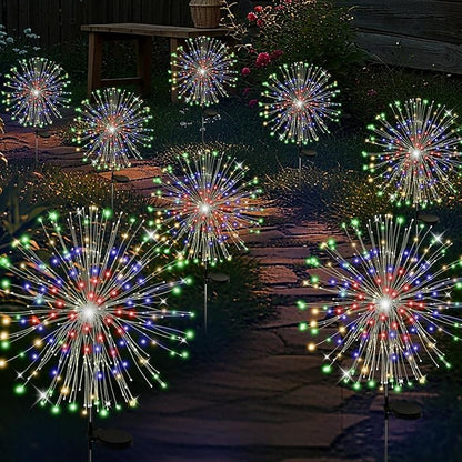 ALSO GO Solar Garden Lights Outdoor Waterproof, 8 Pack 960 LED Solar Firework Lights, Decorative Garden Décor Outside for Flowerbed Pathway Party Christmas Decoration, Multicolor