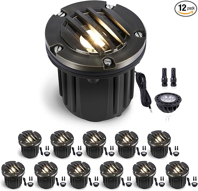 Gardenreet Landscape Brass Well Lights - Brass Hardwired Ip65 Low Voltage In-Ground Lighting, 12V Electric Fixture | Lumora