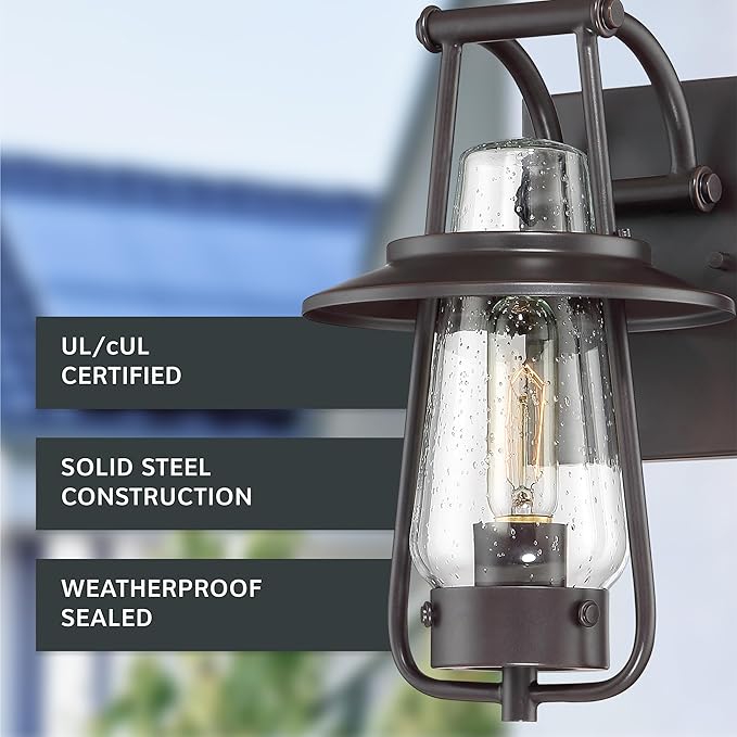 Designers Fountain Stonyridge Outdoor Light Fixture, 13 Inch Exterior Wall Lantern Sconce for Front Door, Patio and Porch, Satin Bronze, 32021-SB