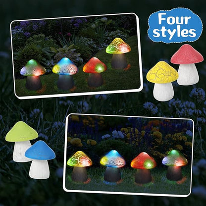 Macarrie 2 Pcs Mushroom Solar Lights Decor Garden Outdoor 4.7x5.7 Inch Solar Lights Waterproof Garden Pathway Landscape Lamp Gift for Spring Easter Summer Yard Lawn Patio Decoration(Red, Blue)