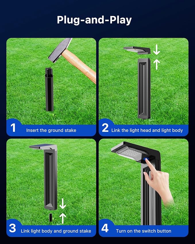 6 Pack Color Changing Solar Pathway Lights Outdoor Waterproof 20 LED Solars Powered Walkway Landscape Lamp for Garden, Lawn, Path, Yard, Driveway, Sidewalk, 8 Colorful Accent Lighting Decoration(RGB)