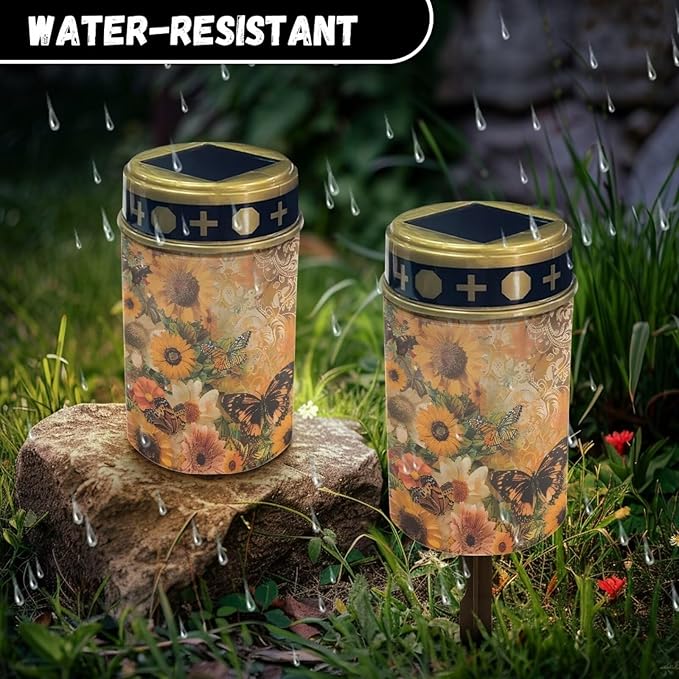 Flowers Butterfly Solar Powered Garden Lights Outdoor Solar Lights Waterproof Solar Yard Light Solar Lights for Path Walkway Landscape Path Lights