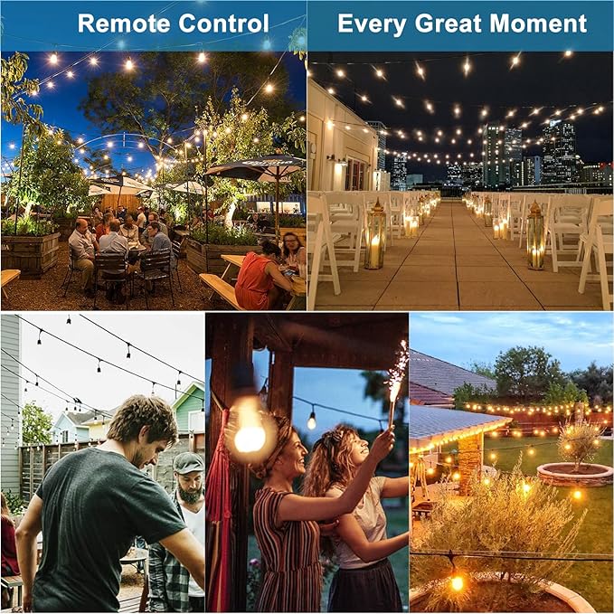 Lightdot 96FT Outdoor RGB String Lights - Dimmable Color Changing LED Patio Lights with Remote, Waterproof | Lumora