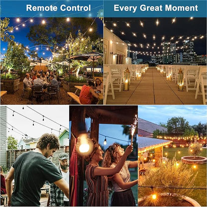 Lightdot 96FT Outdoor RGB String Lights - Dimmable Color Changing LED Patio Lights with Remote, Waterproof Commercial Grade for Cafe, Bistro & Backyard, ETL Listed