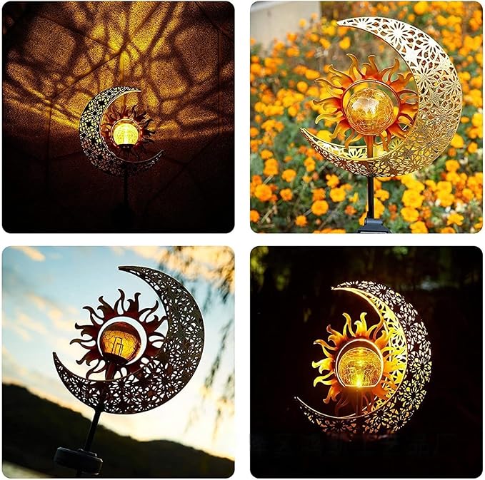 Solar Lighting Ground Plug Light Ornament IP65 and Star Shape Solar Stake Iron Texture for Garden Garden Pathway | Lumora