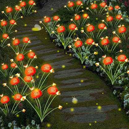 Solar Garden Lights Outdoor, 4 Pack Solar Flowers Lights with Bee, Waterproof Outdoor Solar Swaying Flowers Lights for Garden Yard, Patio, Pathway, Wedding, Festival Decor, Gift for Women/Mom