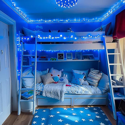 JMEXSUSS 600 Blue LED Christmas Lights Outdoor Waterproof 168ft Blue String Tree Lights Indoor Plug in 8 Modes for Bedroom Fireplace Halloween Party Xmas Christmas Decorations