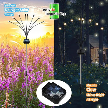 Solar Firefly Lights,4 Pack,Solar Garden Lights,Firefly Lights,Outdoor Waterproof Yard Decorations,Christmas Party Decorations,Variable Height,High Flexibility Iron Wire & Heavy Bulb Base