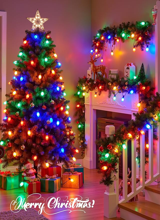 C9 LED Christmas Lights Outdoor, 200 Feet C9 String Light with 200 Shatterproof Matte Bulbs, Connectable Waterproof | Lumora