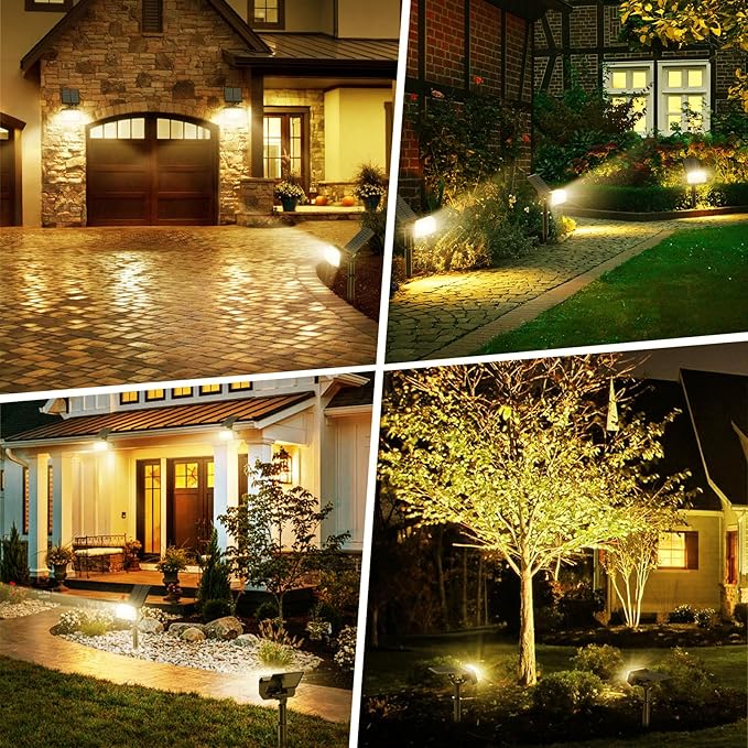 102 LED Solar Spot Lights Outdoor Waterproof IP65, Adjustable Landscape Spotlights, [8 Pack/4 Modes] Auto On/Off | Lumora