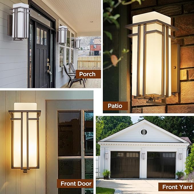 15.35"H Matte Brown Outdoor Wall Light Large Outdoor Wall Lantern Oil Rubbed Bronze Exterior Light Fixture | Lumora