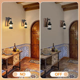 Rustic Wall Light Fixtures Vintage Wall Sconces Sets of 2 Farmhouse Antique Wooden Wall Lamps with Clear Glass | Lumora