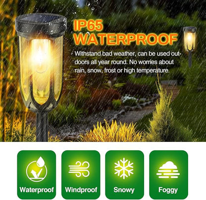 Solar Pathway Lights, Bright Solar Lights Outdoor Waterproof IP65, Auto On/Off Solar Lights for Outside, Solar Garden Lights Landscape Lighting for Walkway Lawn Yard (4 Pack)