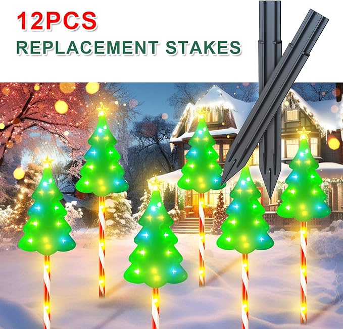 12 Pcs Replacement Stakes for Christmas Candy Cane Lights Outdoor, Size 6.2 * 0.61" Candy Cane Lights Plastic Spike | Lumora