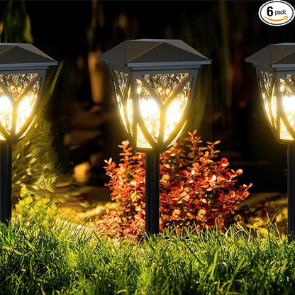 Ensenior 6-Pack Solar Lights Outdoor, 3000K LED Solar Garden Lights for Pathway, Yard, Patio, Walkway, Planter, Waterproof, Energy-Efficient Landscape Lighting